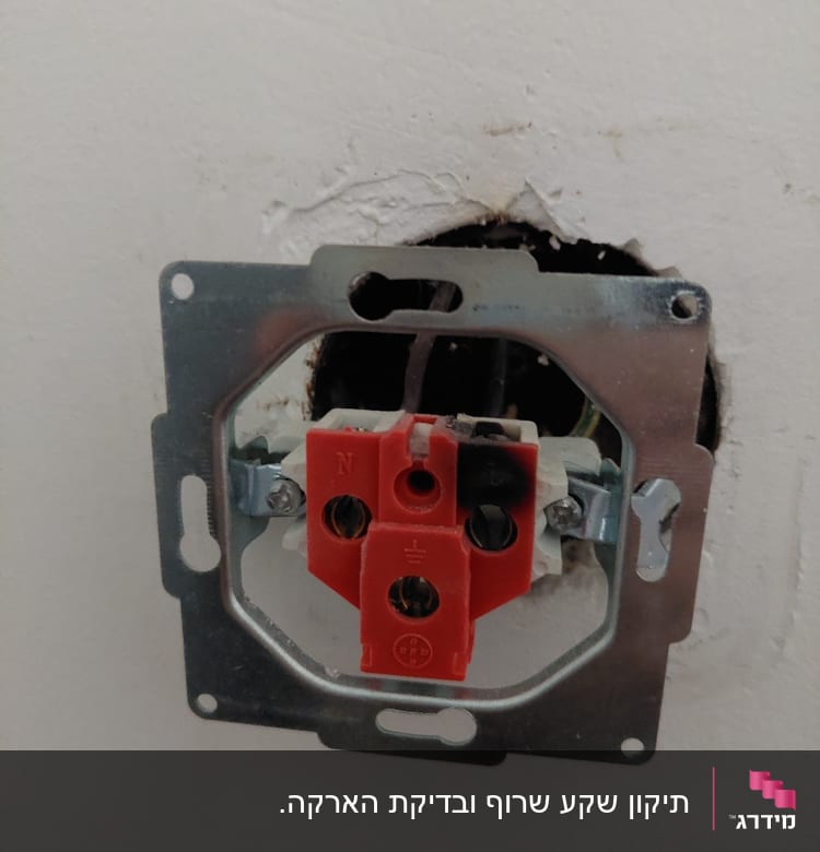 שקע חשמלי פתוח עם חיבורים חשמליים